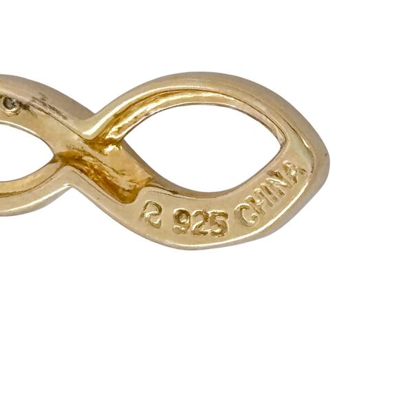 Ross-Simons Gold Plated Sterling Silver Infinity Pendant | Diamond Accent - Picture 4 of 7